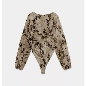 Zara Floral Long Sleeve Bodysuit - Cream NWT